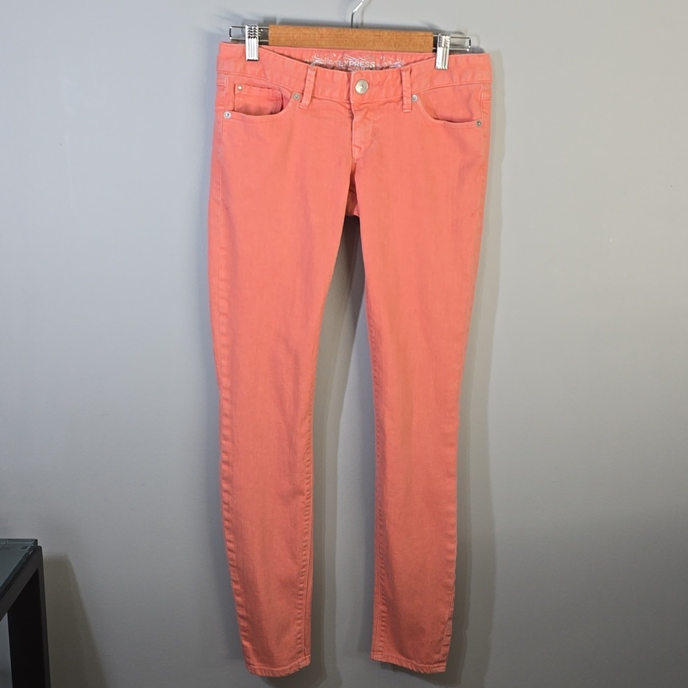 Express‎ Jeans Women's Size 4 Coral Zelda Slim Fit Ultra Low Rise Legging